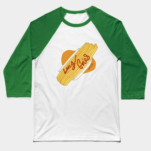 Long Skinny Fries Baseball T-Shirt by Snacks At 3